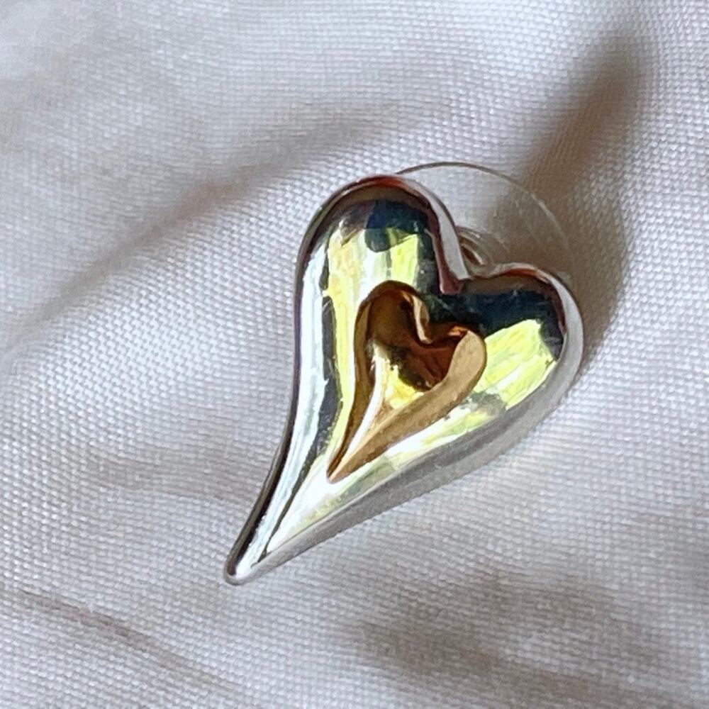 BOGO Gold and silver tone heart post earrings